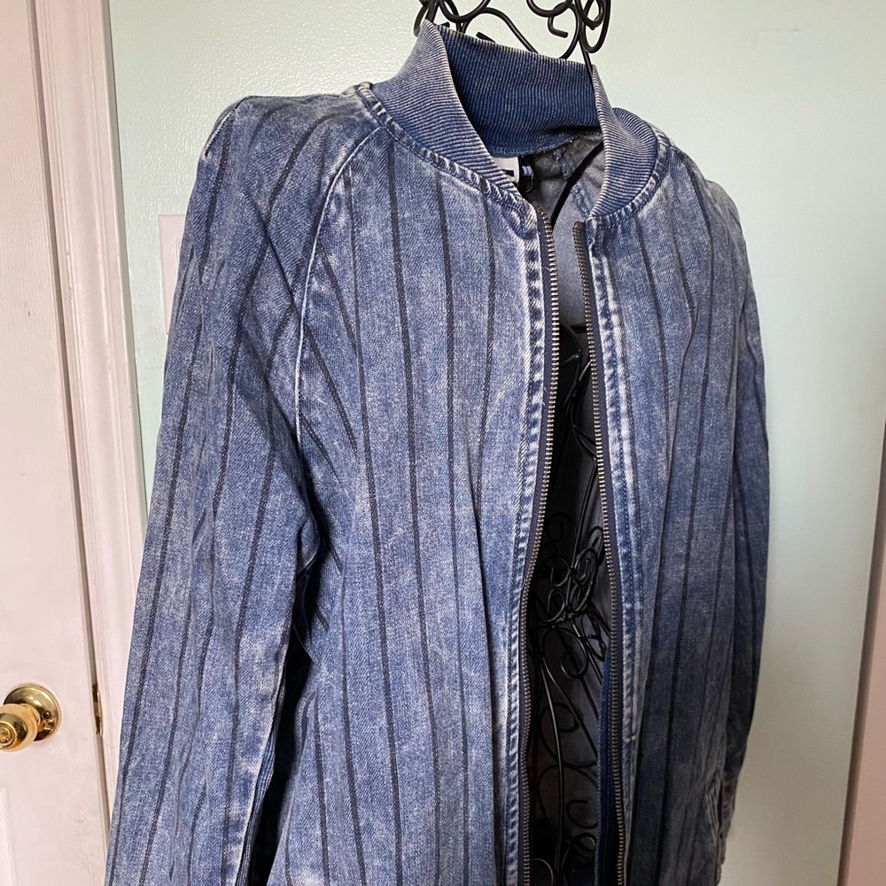 NWWT Long Denim Bomber Jacket